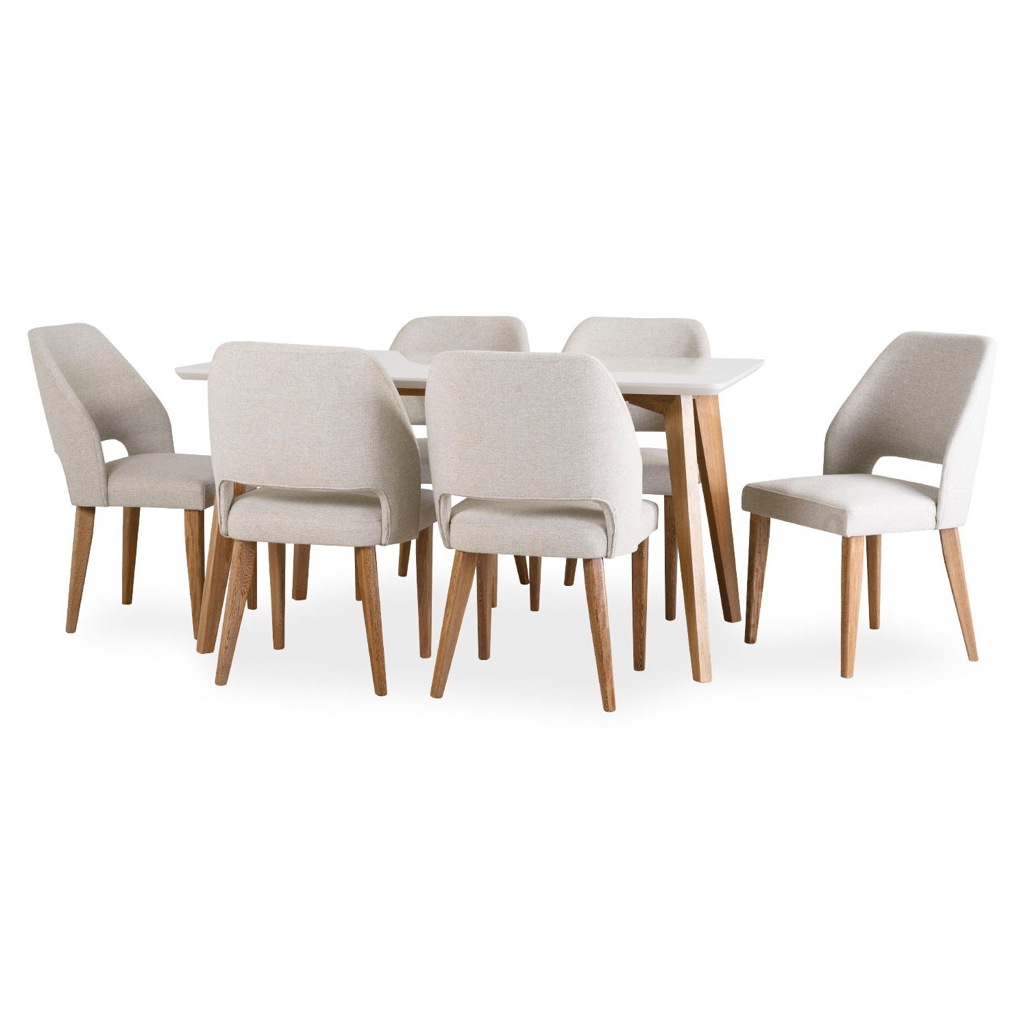 Comedor 6 Puestos Camille Lino Verona Beige, Cubierta Natural