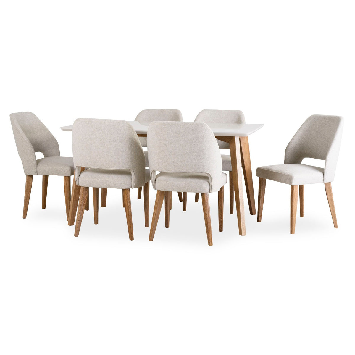 Comedor 6 Puestos Camille Lino Verona Beige, Cubierta Natural