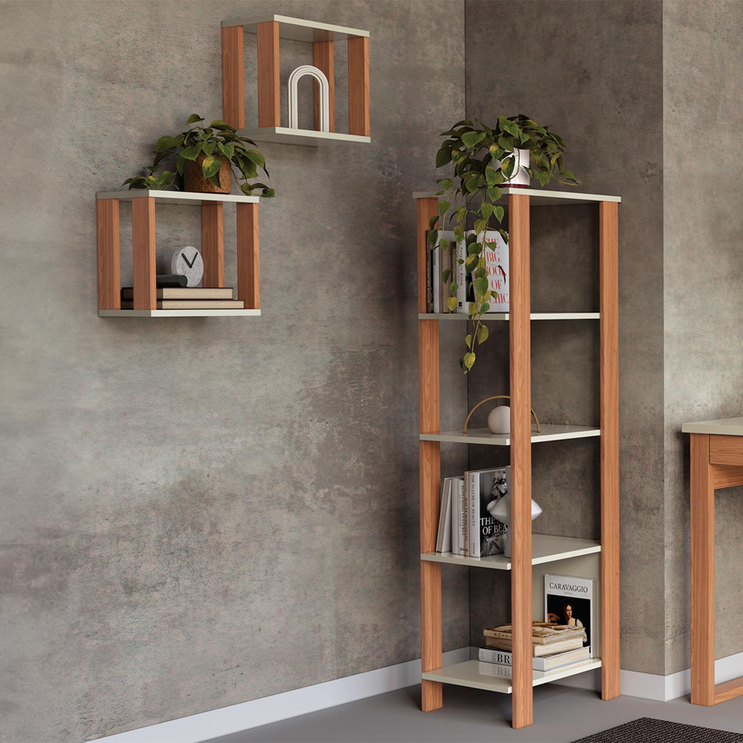 Biblioteca Cox 33X135X44 Off White, Natural