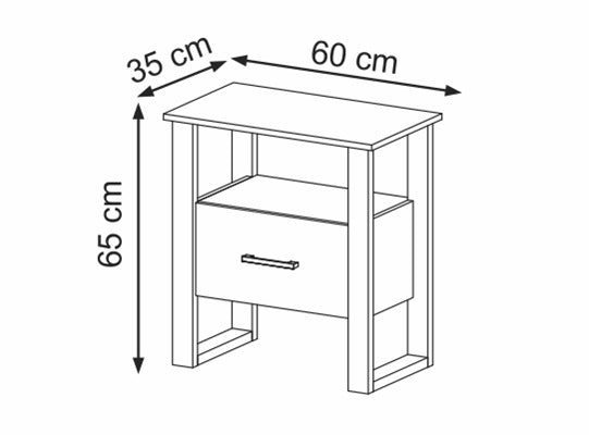 Mesa De Noche Cox 60X65X35 Natural, Off White