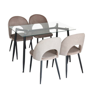 Comedor 4 Puestos Adelle Velvet Beige