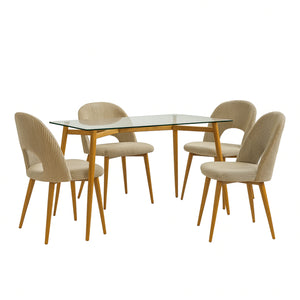 Comedor 4 Puestos Adelle Velvet Beige