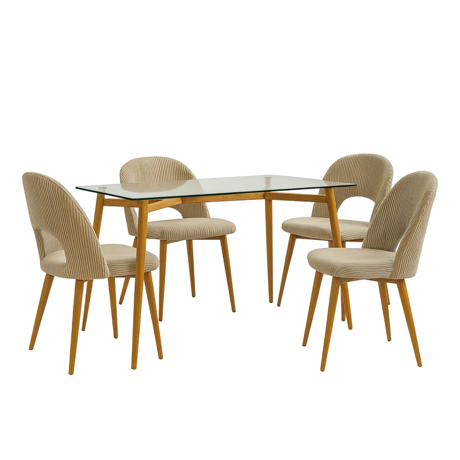 Comedor 4 Puestos Adelle Velvet Beige