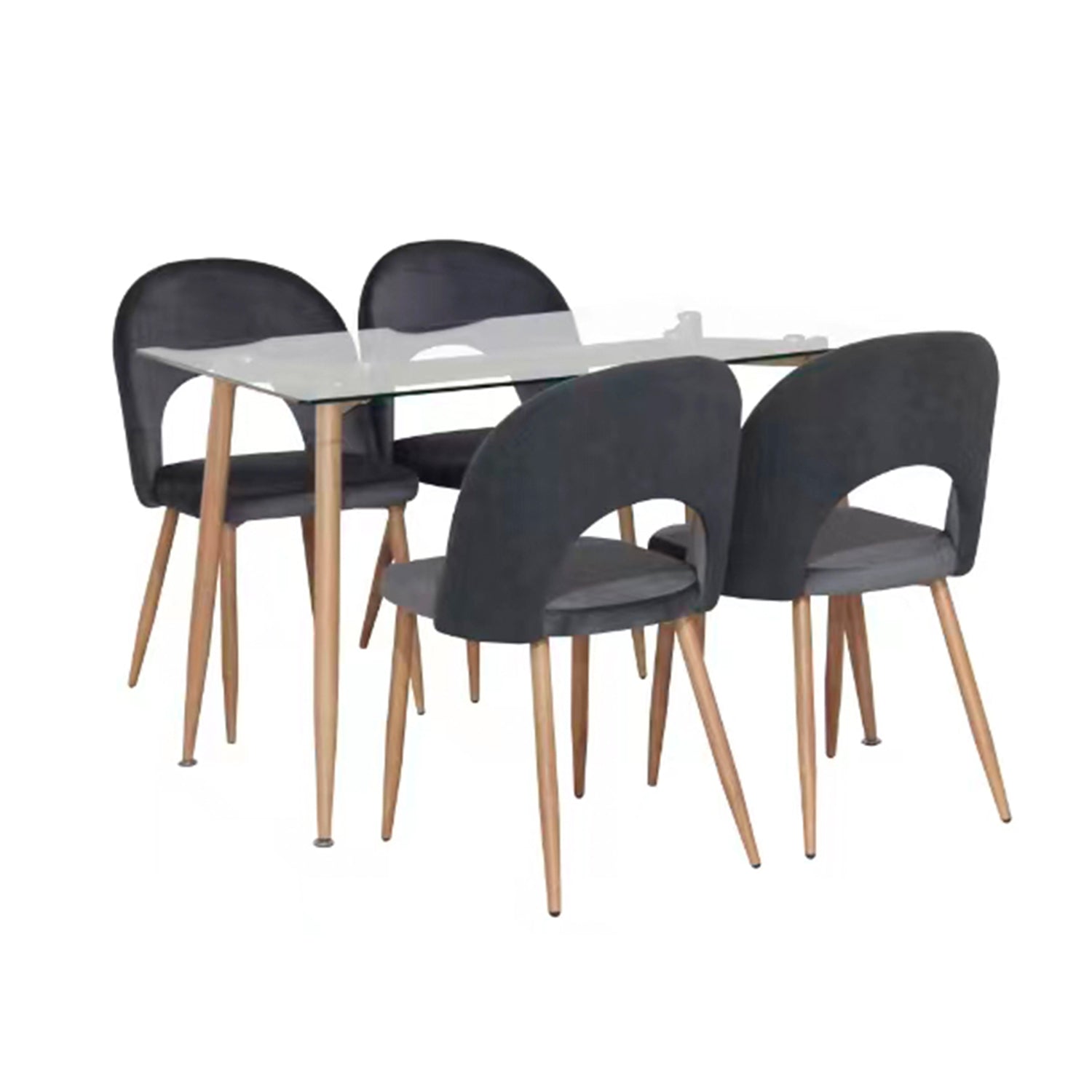 Comedor 4 Puestos Adelle Velvet Plomo