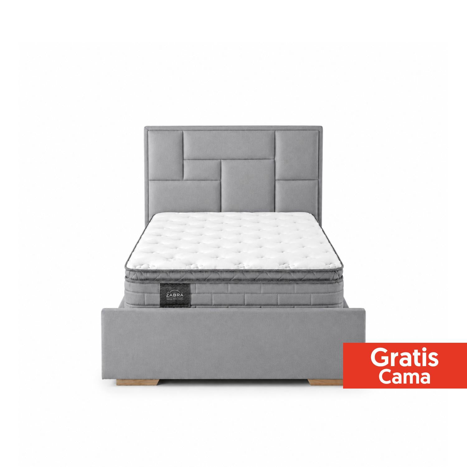 Colchón Semidoble Aurora Pillow Top + Gratis Cama Gris + 2 Almohadas