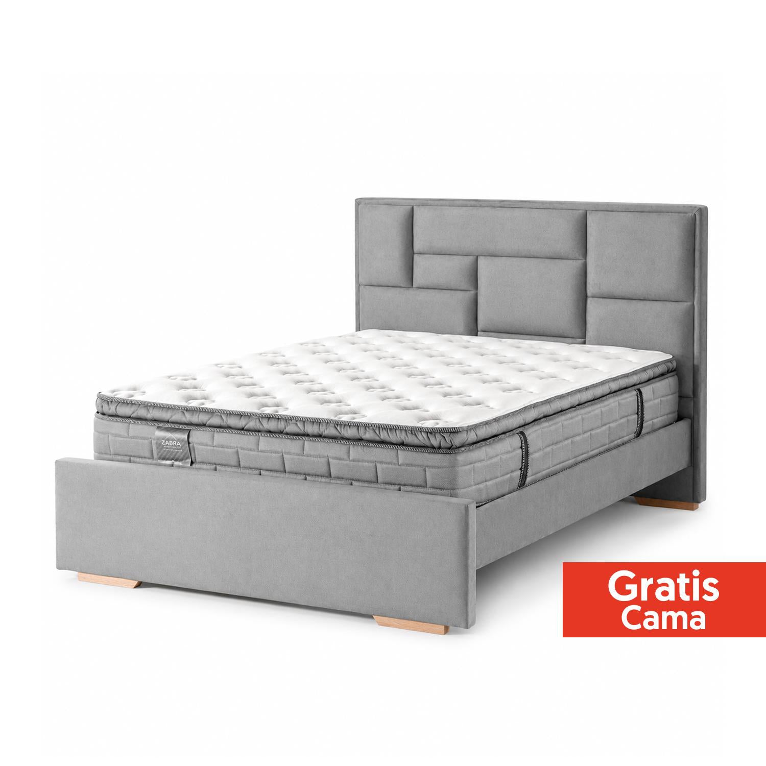 Colchón Queen Aurora Pillow Top + Gratis Cama Gris + 2 Almohadas