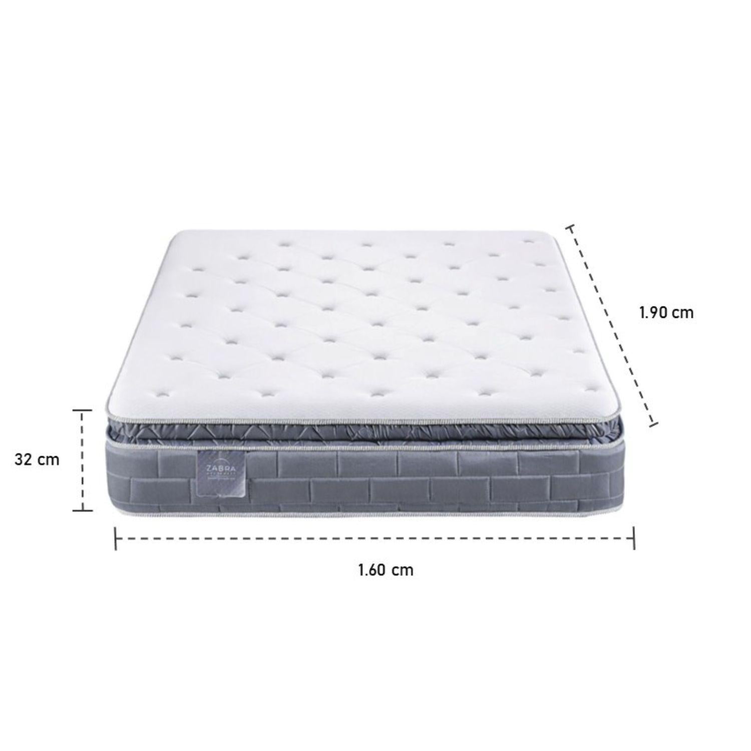 Colchón Queen Aurora Pillow Top + Gratis Cama Gris + 2 Almohadas