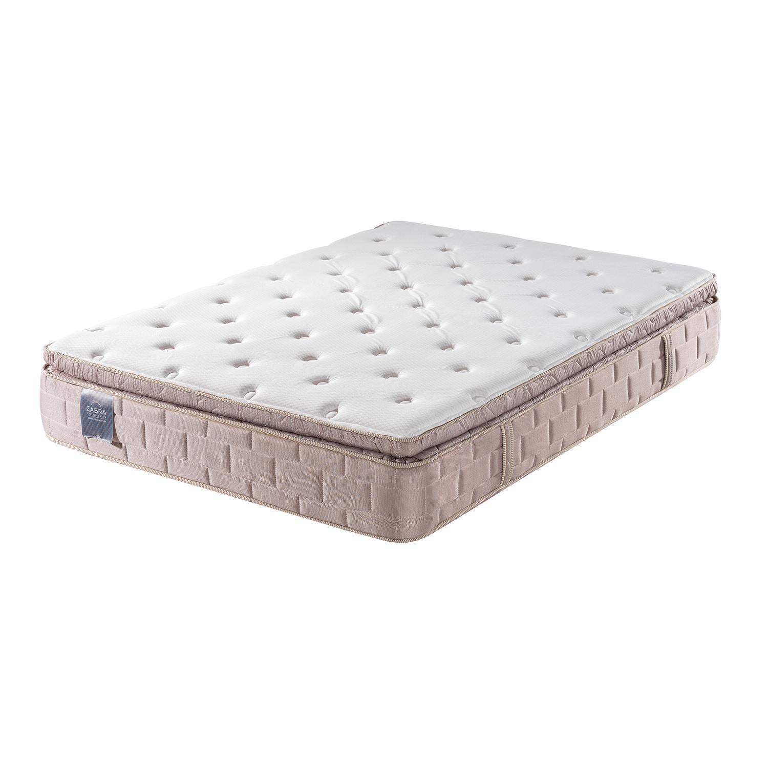 Combo Colchón Semi Doble Aurora Beige Pillow Top (Garantia 15 años)+ Cama+ Almohadas