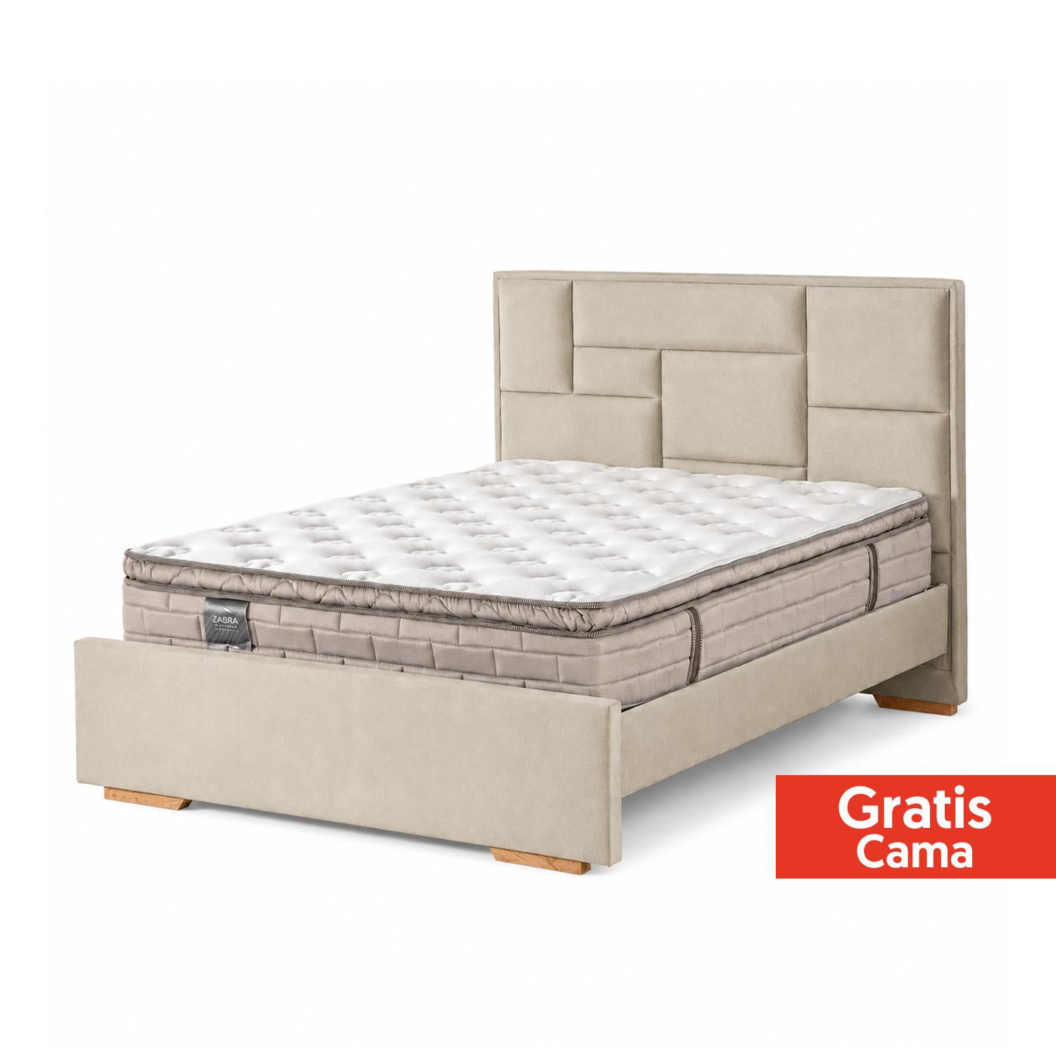 Colchón Queen Aurora Pillow Top + Gratis Cama Beige +  2 Almohadas