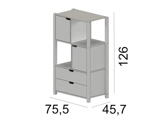 Biblioteca Amalia Off White, Natural 75X125X43
