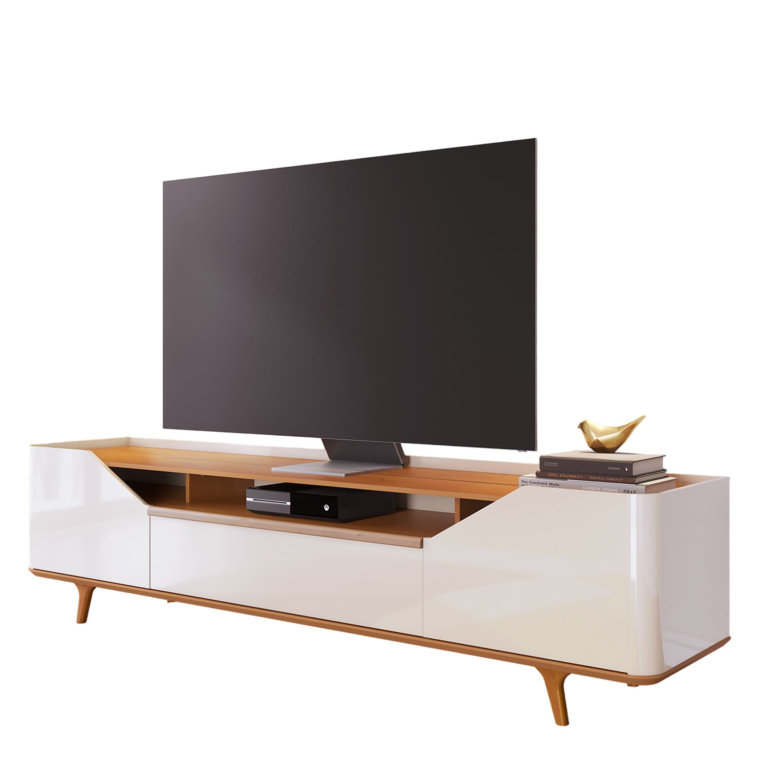 Mesa De Tv Buxy 180X58X43 Off White, Natural