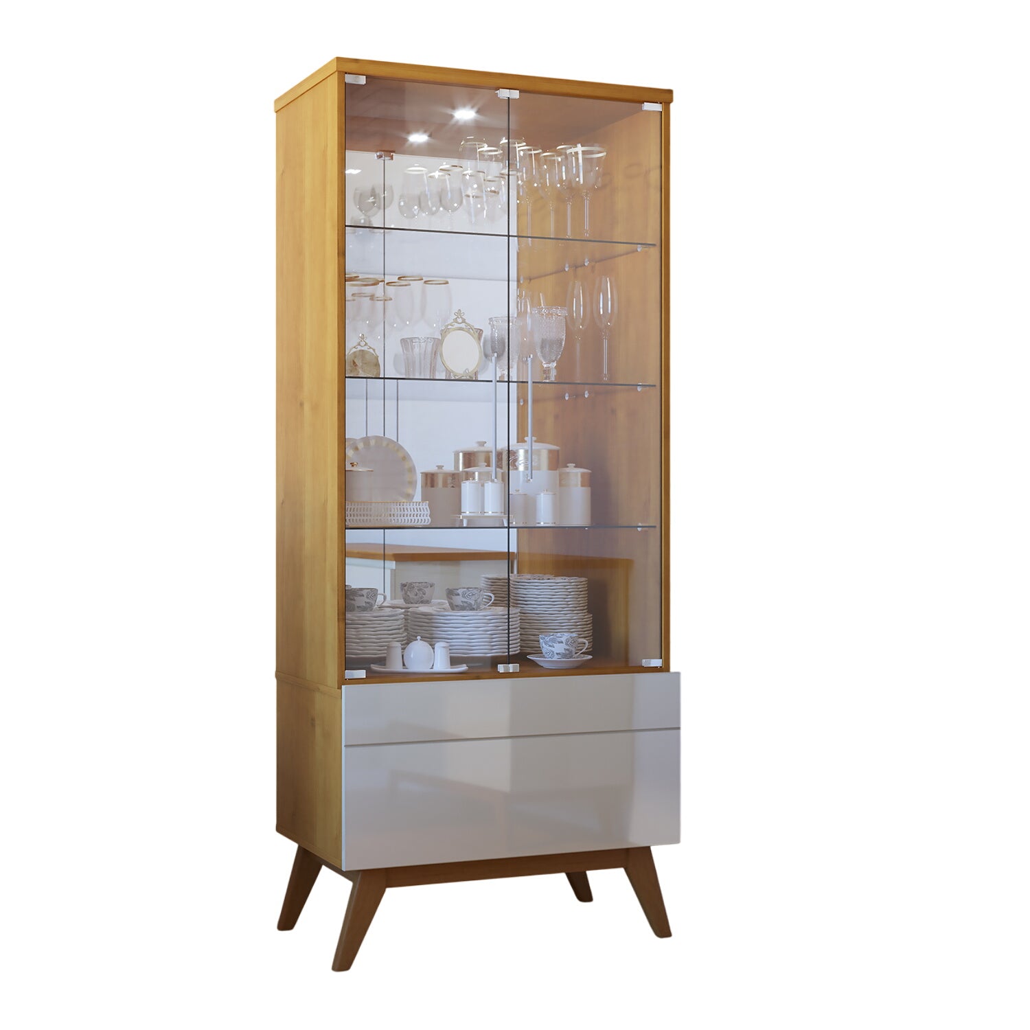 Vitrina Ines 73X165X40 Natural, Off White