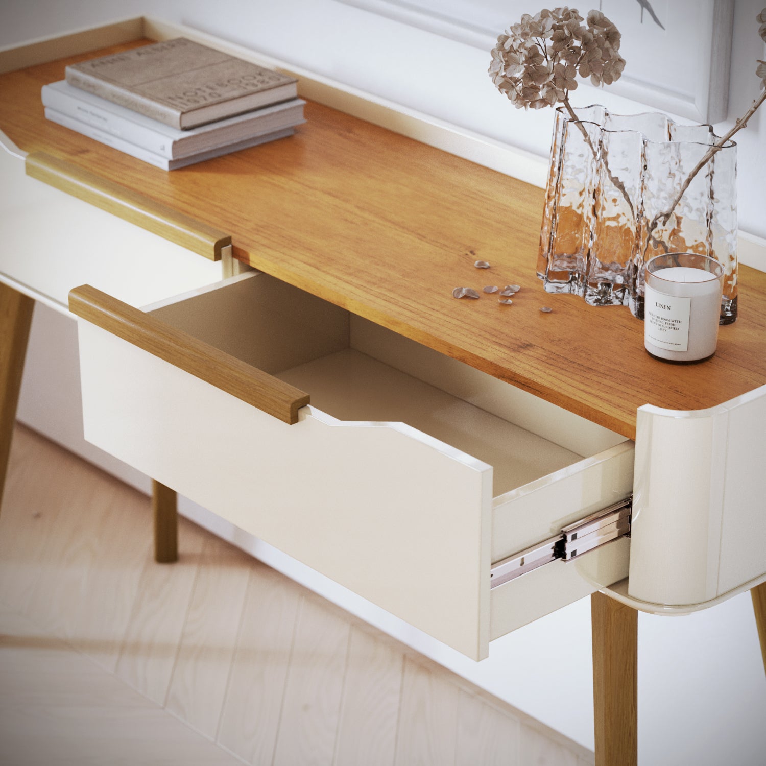 Consola Buxy 136X82 Off White, Natural