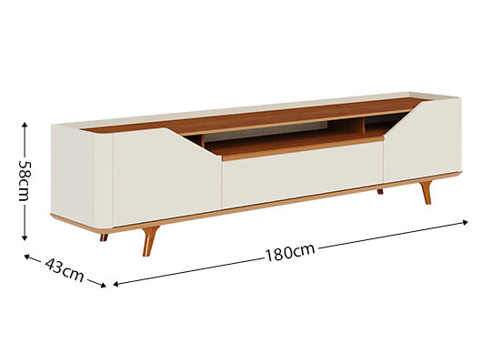 Mesa De Tv Buxy 180X58X43 Off White, Natural