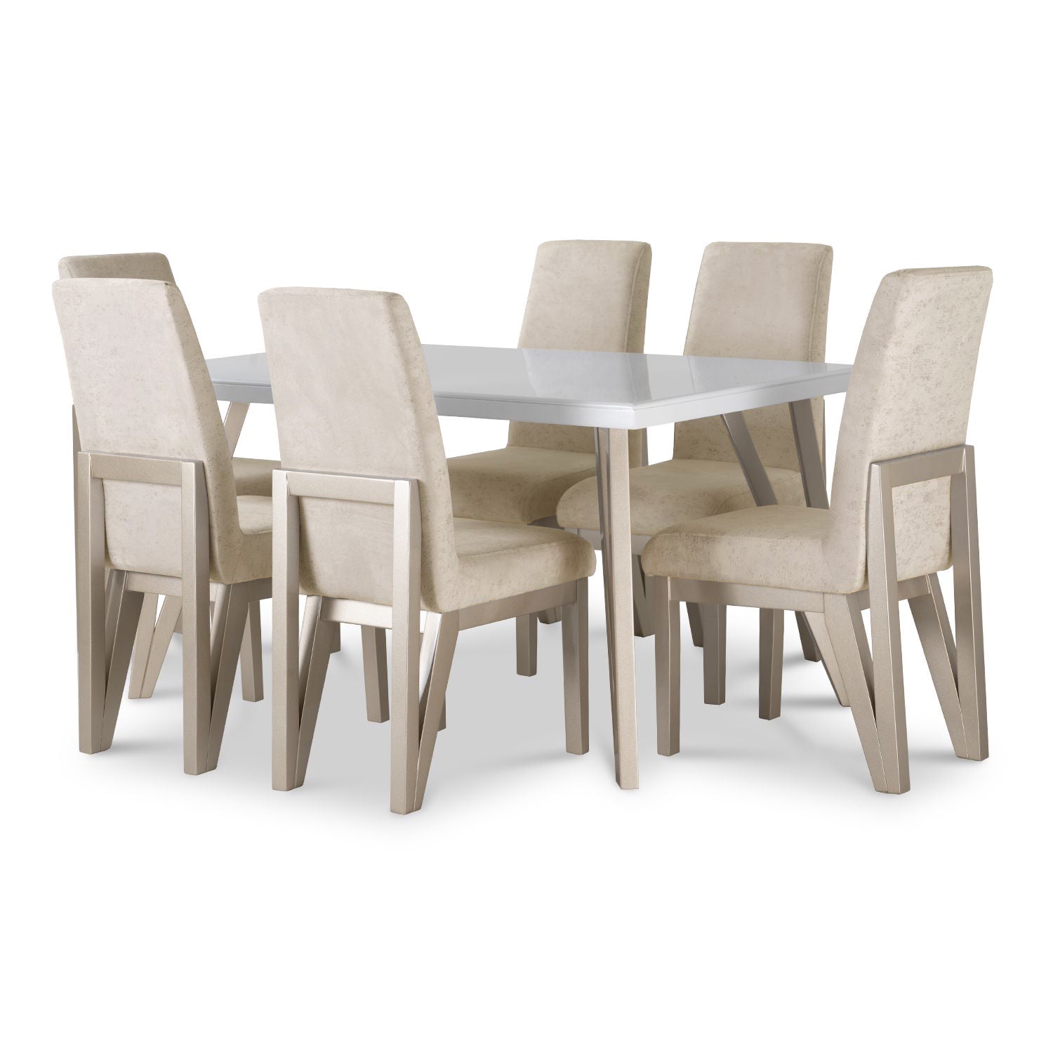 Comedor 6 Puestos Dublin Idilio Beige, Champaña