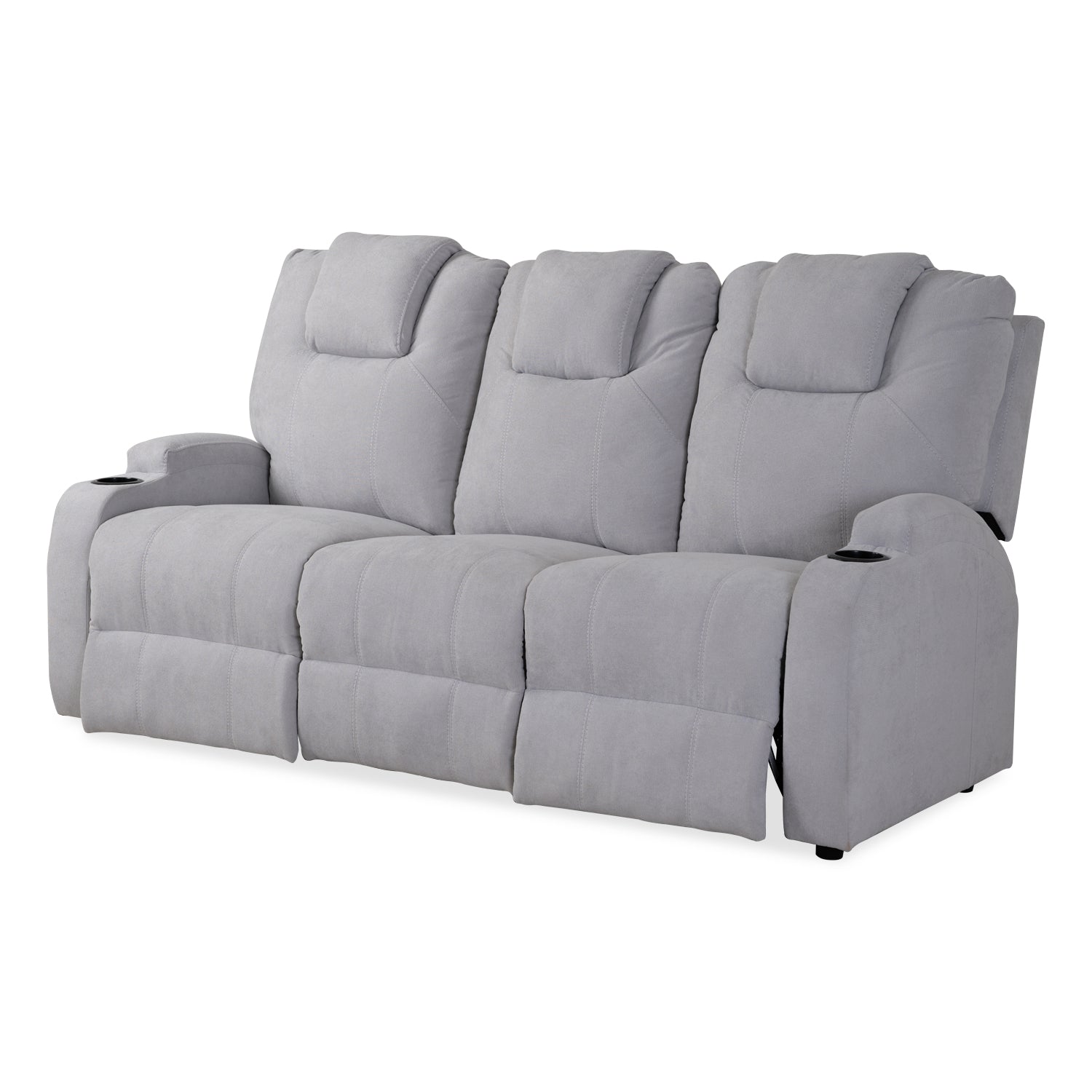 Sofá Reclinable 3 Puestos Matti Microfibra Kazan Gris