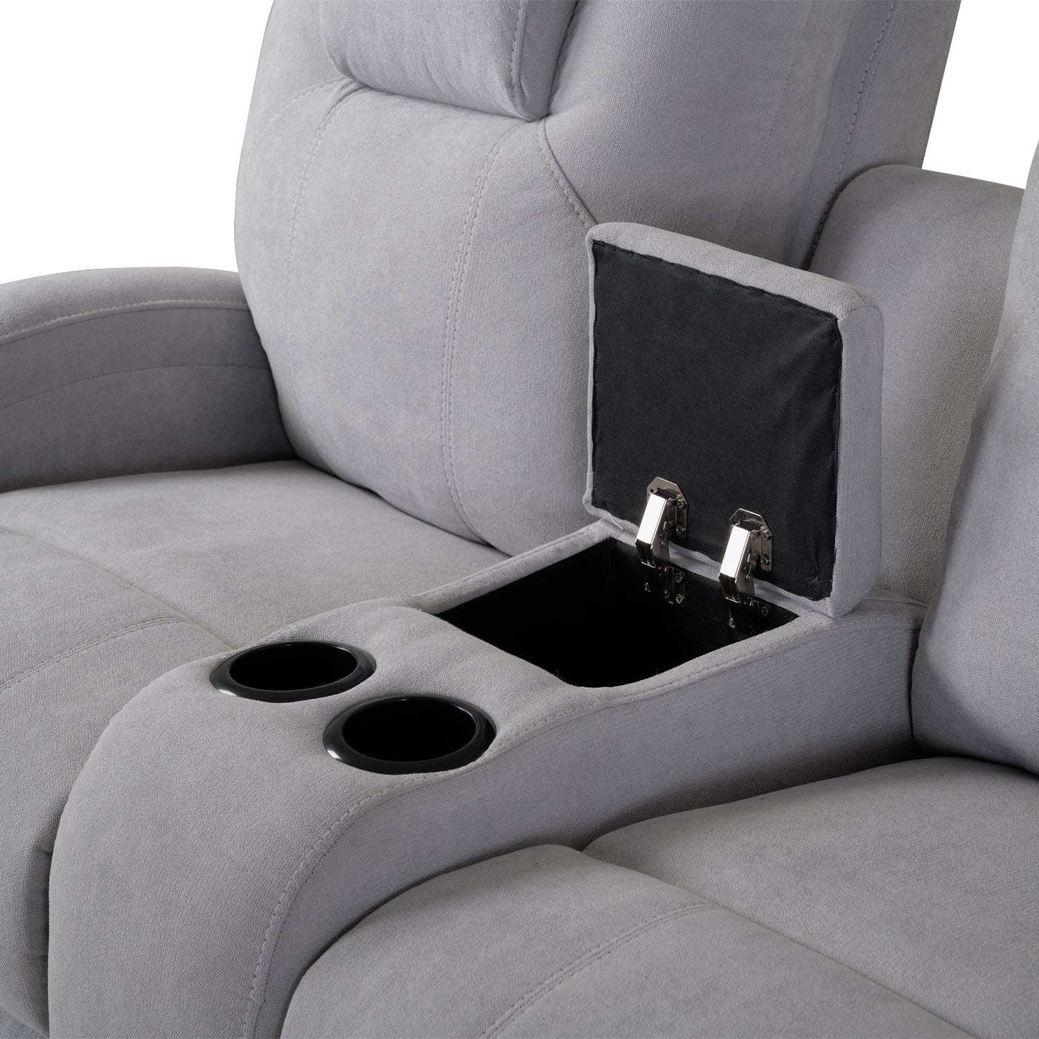 Sofá Reclinable 2 Puestos Matti Microfibra Kazan Gris