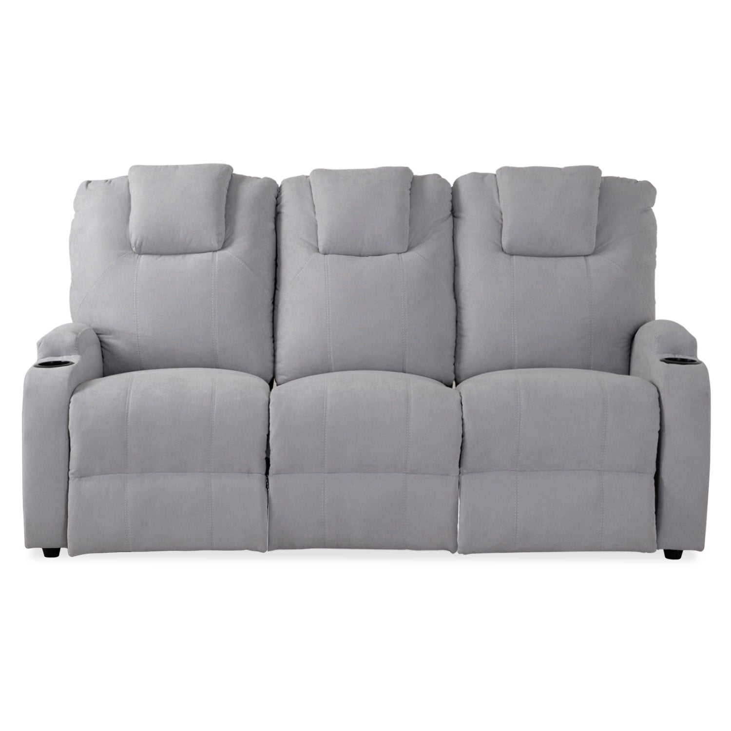 Sofá Reclinable 3 Puestos Matti Microfibra Kazan Gris