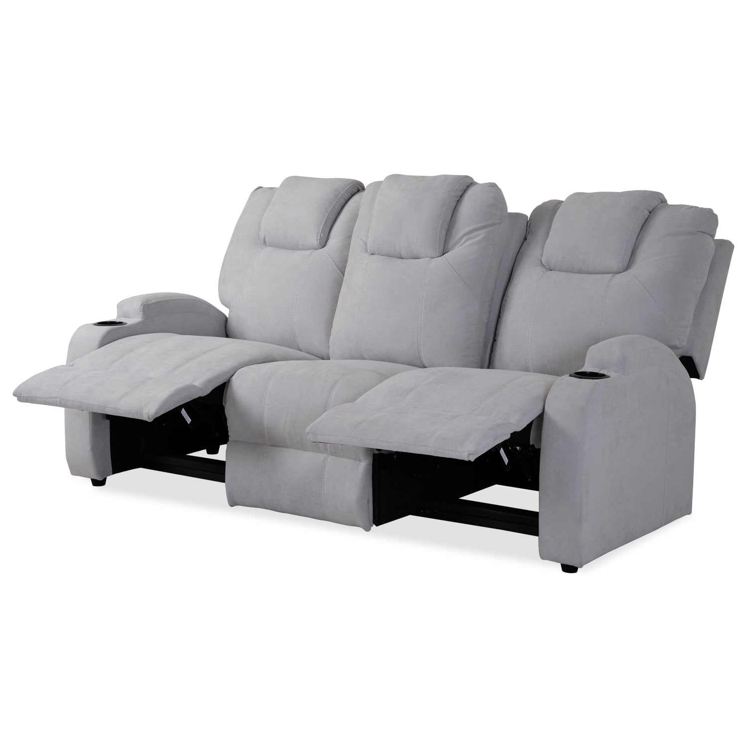 Sofá Reclinable 3 Puestos Matti Microfibra Kazan Gris