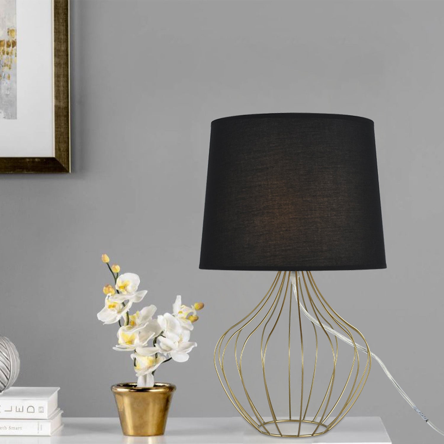 Lampara Mesa 31X50  Amarita Black Negra