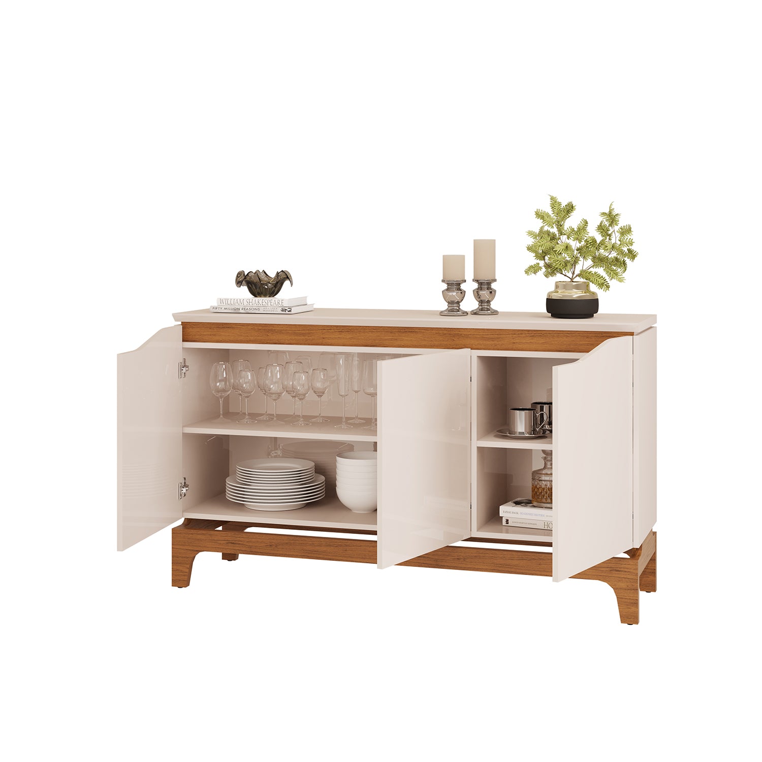 Bife Amelie 136X80X36 Off White, Natural