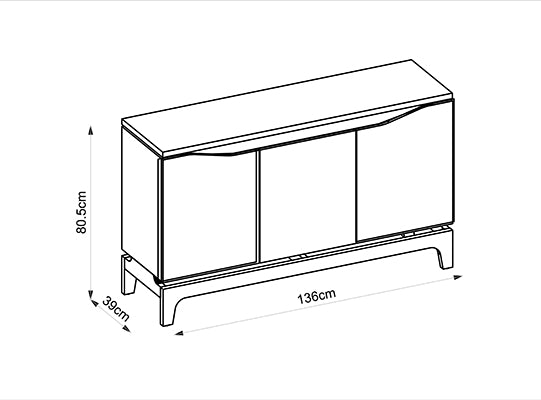 Bife Amelie 136X80X36 Off White, Natural