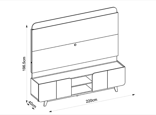 Centro De Entretenimiento Boris 220X196X40 Natural, Off White