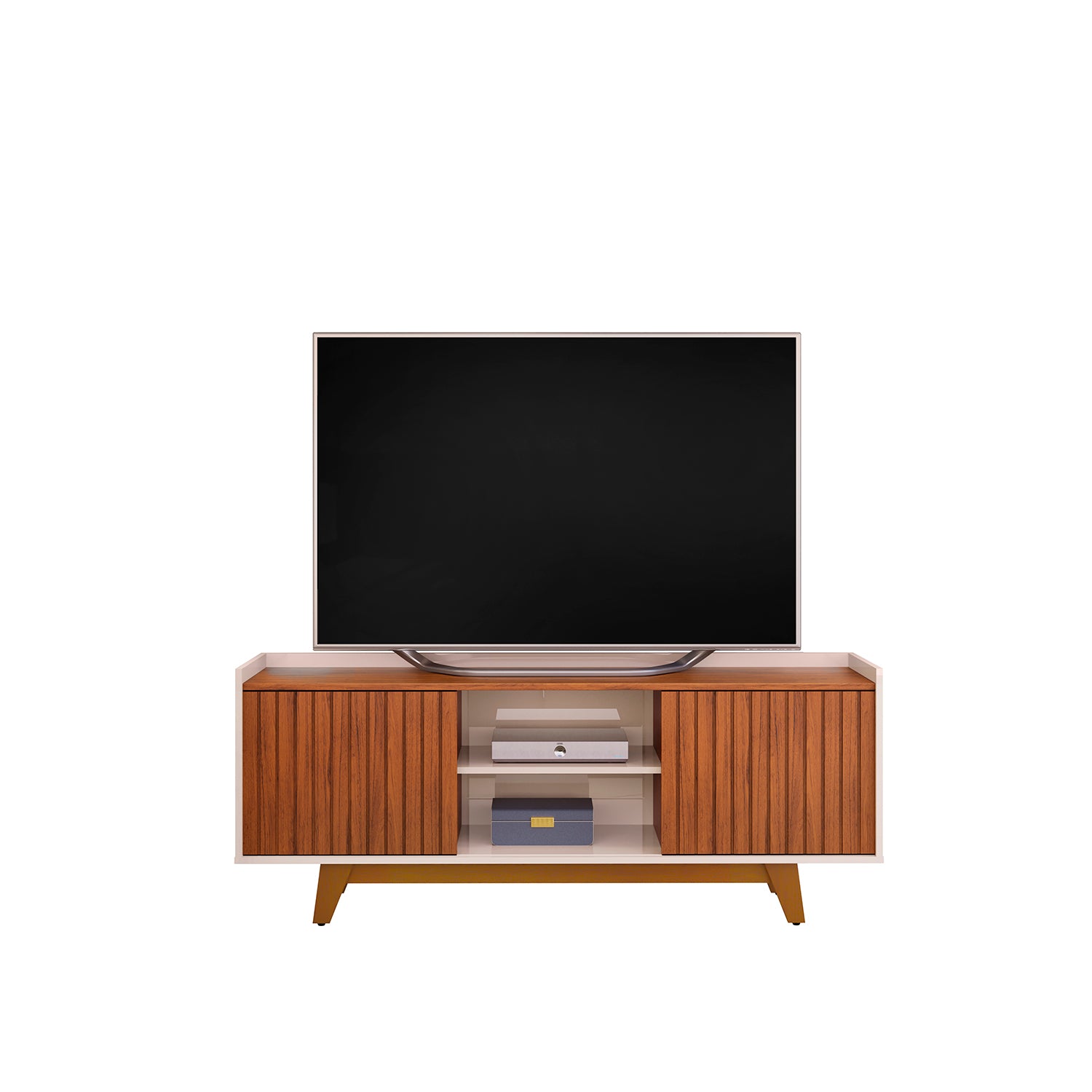 Mesa De Tv Bran 150X60X38 Natural, Off White