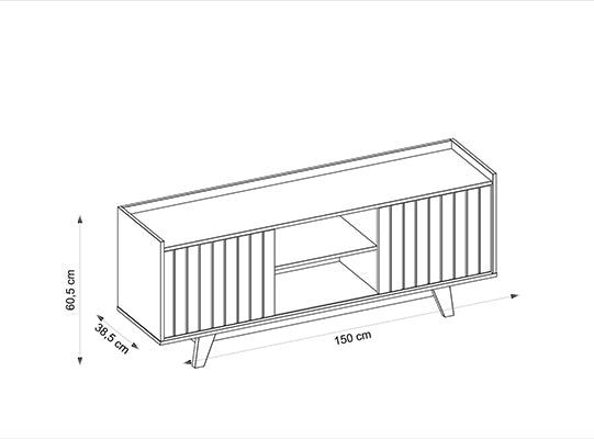 Mesa De Tv Bran 150X60X38 Natural, Off White