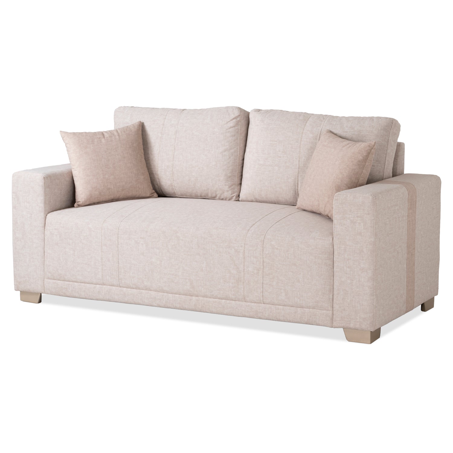 Sofá 3 Puestos Mark Velvet Idilio Beige, Champaña