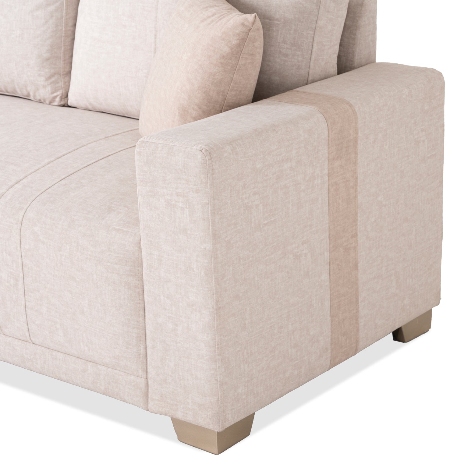 Sofá 3 Puestos Mark Velvet Idilio Beige, Champaña