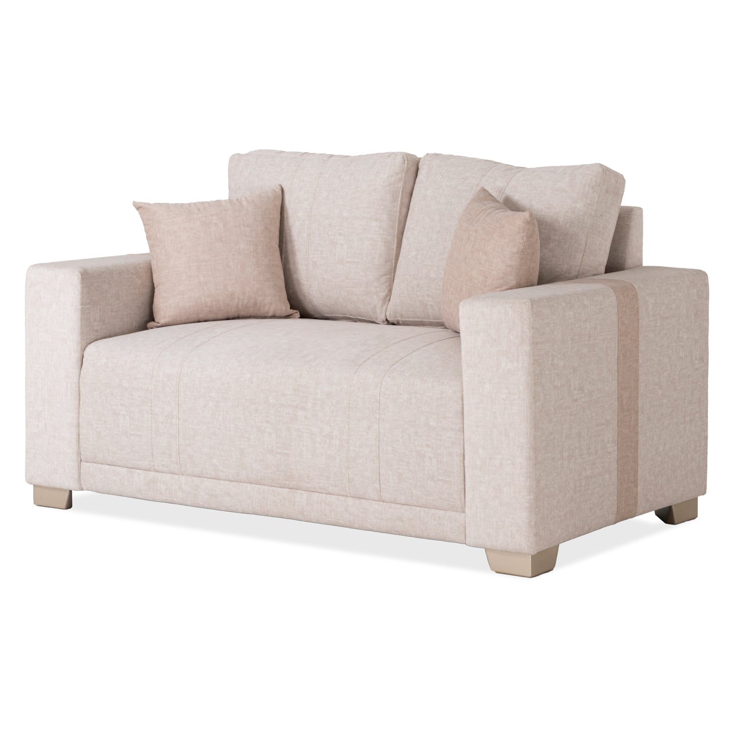 Sofá 2 Puestos Mark Velvet Idilio Beige, Champaña