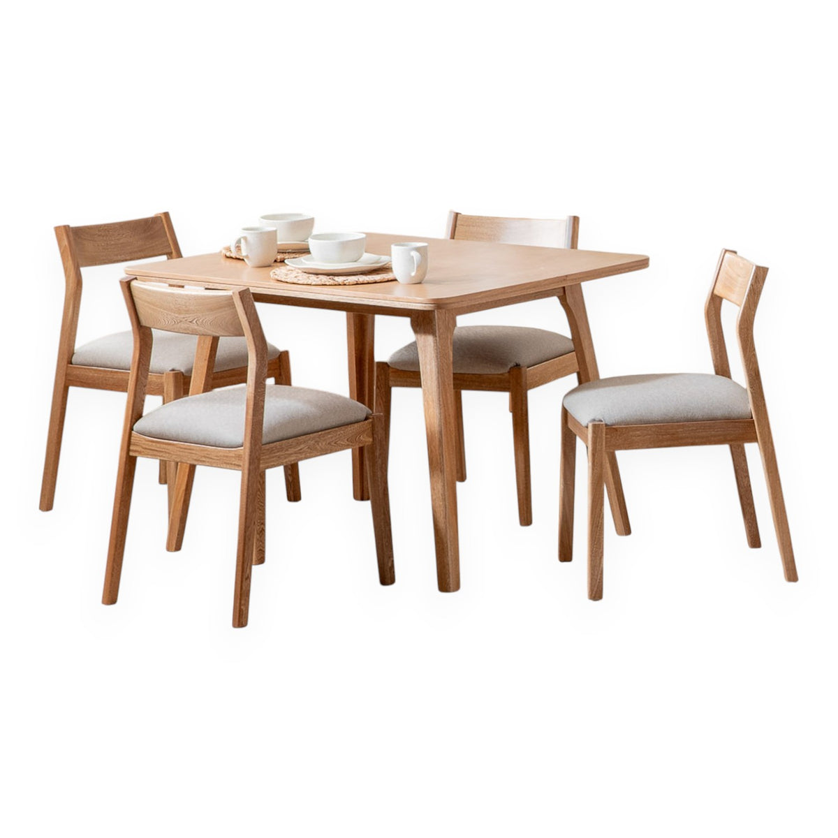 Comedor 4 Puestos Dalton Eurolino Vitore Trigo, Natural