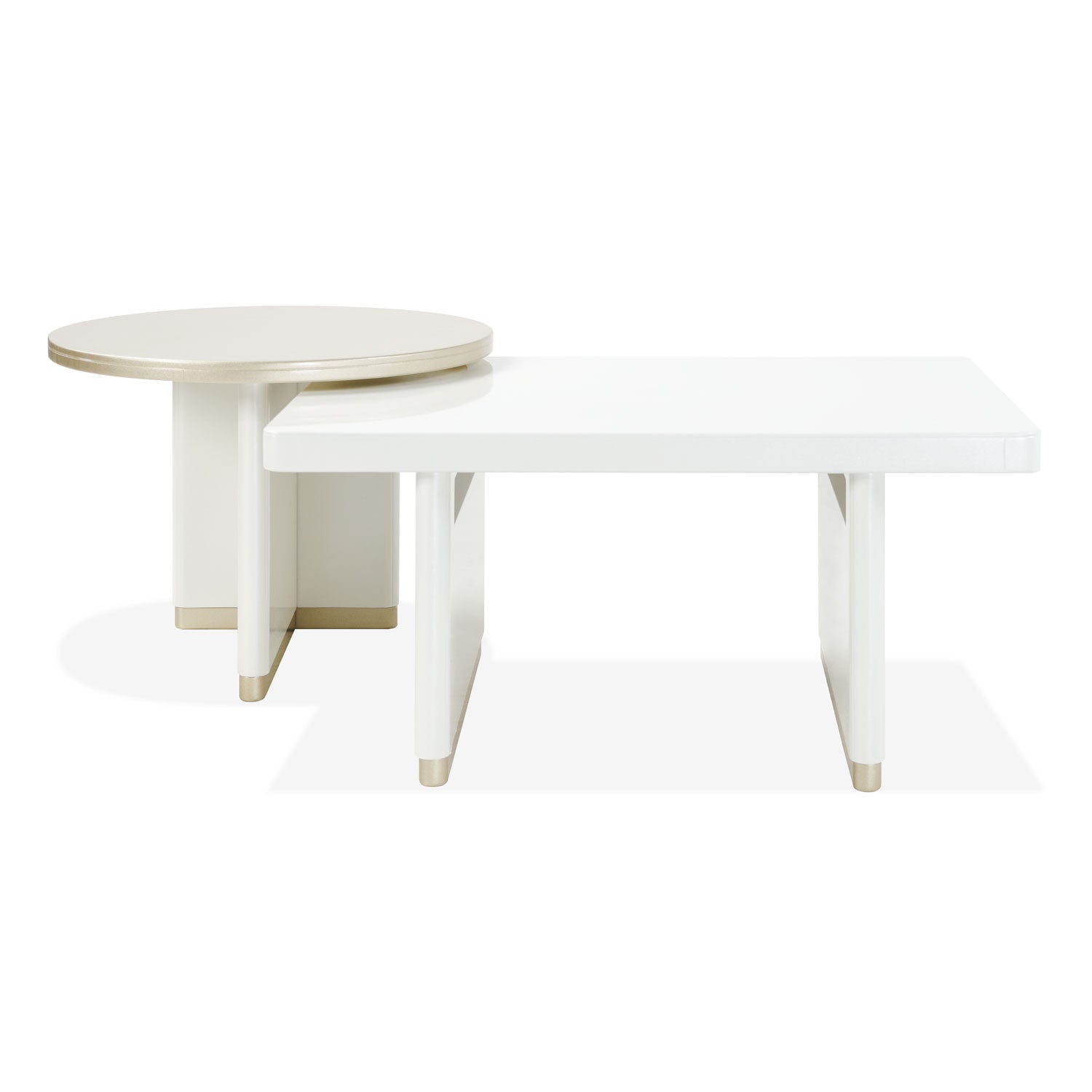 Mesa De Centro Bonn Blanco Perla, Champaña Rectangular
