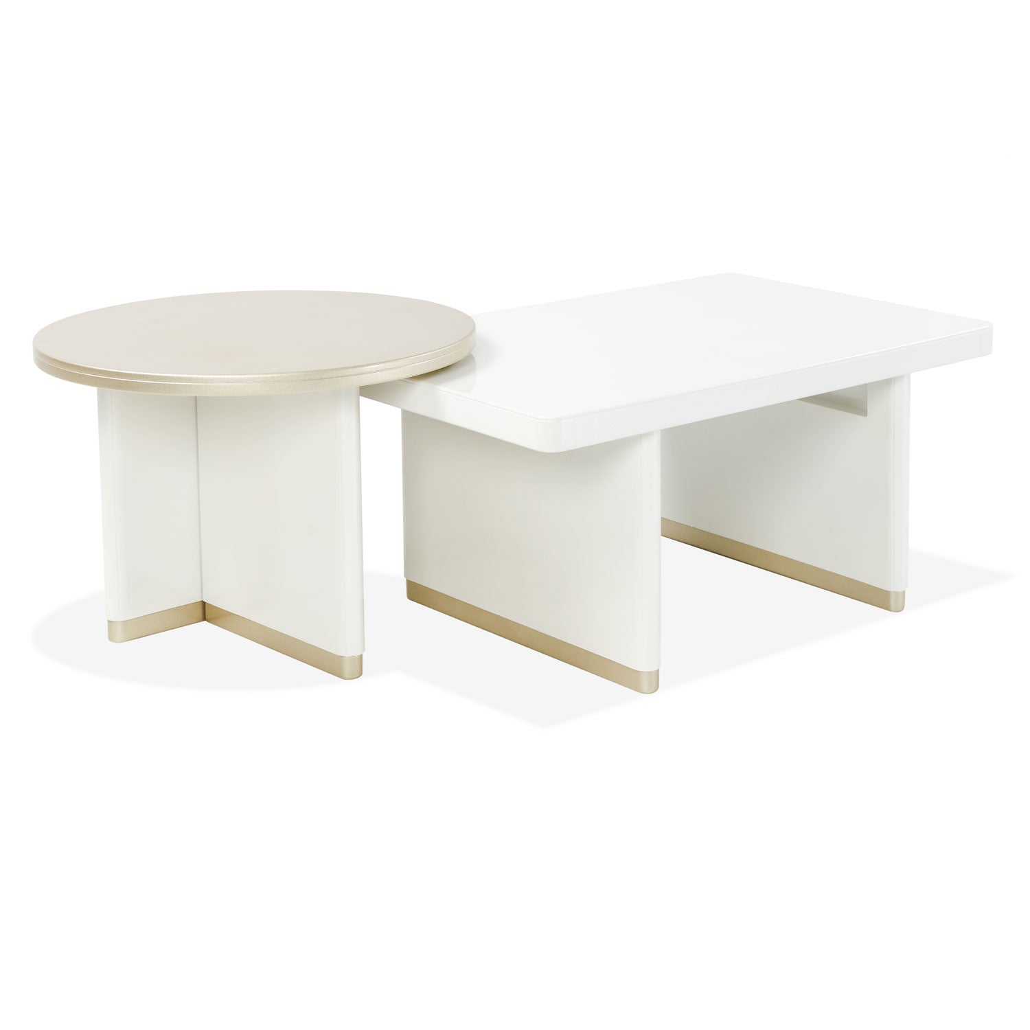 Mesa De Centro Bonn Blanco Perla, Champaña Rectangular