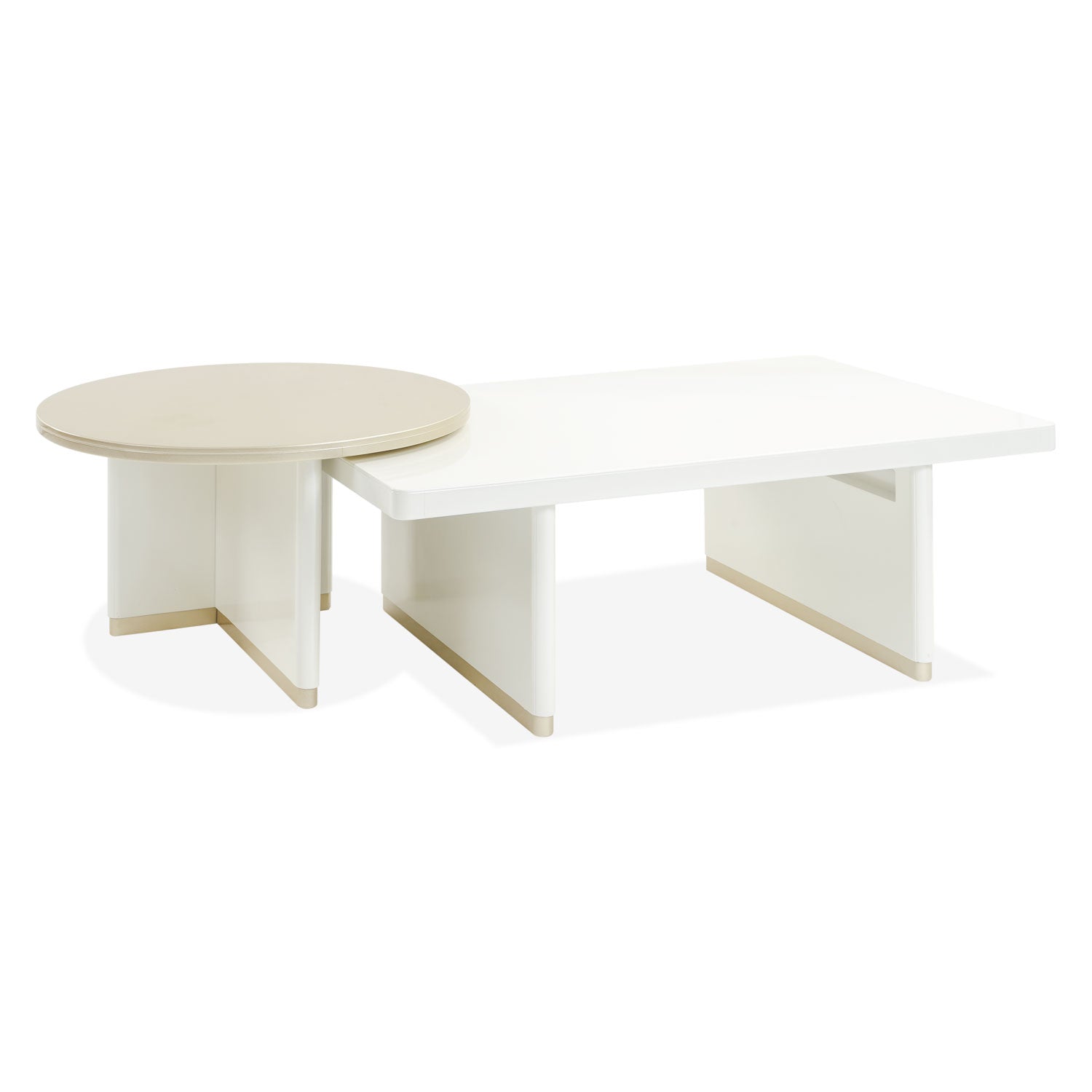 Mesa De Centro Bonn Blanco Perla, Champaña Circular Premium