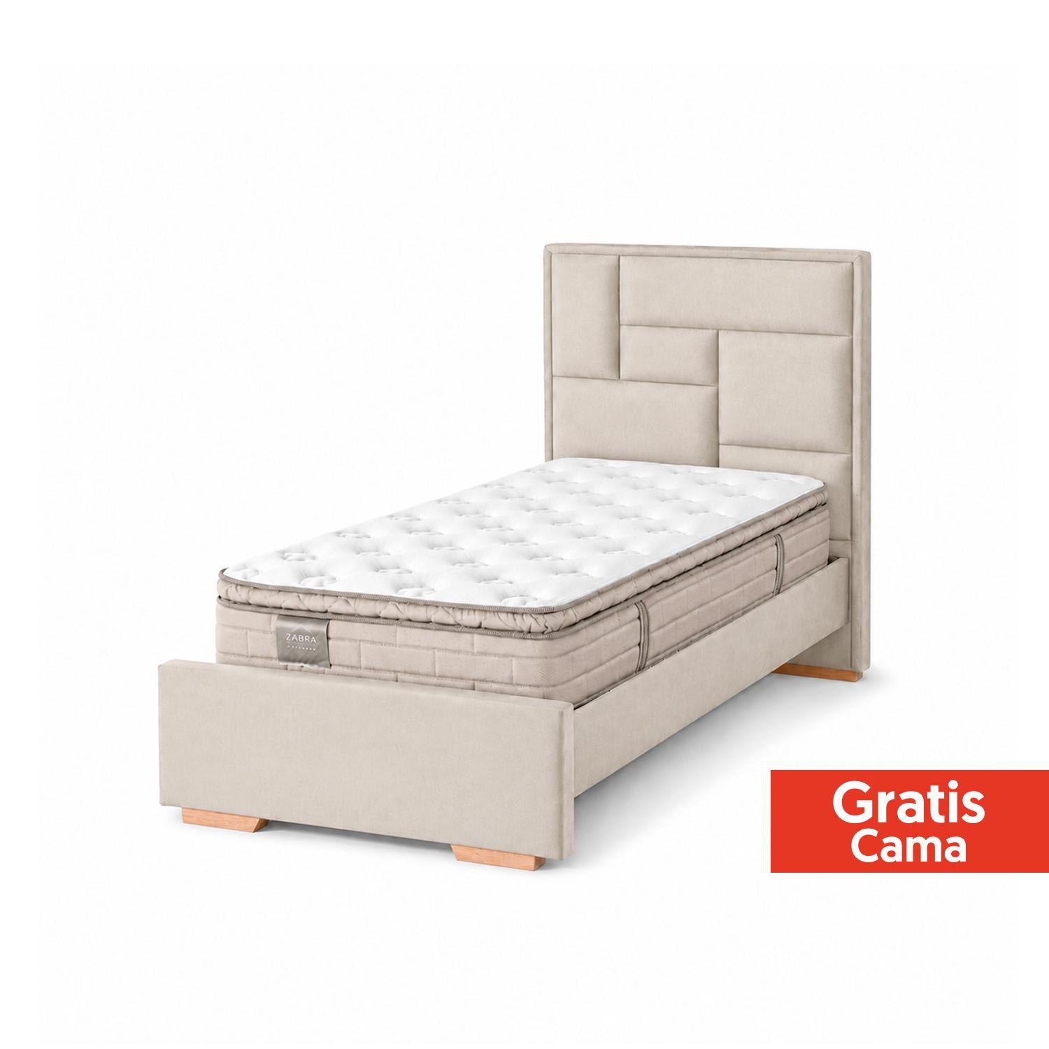 Colchón Sencillo Aurora Pillow Top (Garantía 15 años) + Gratis Cama Beige
