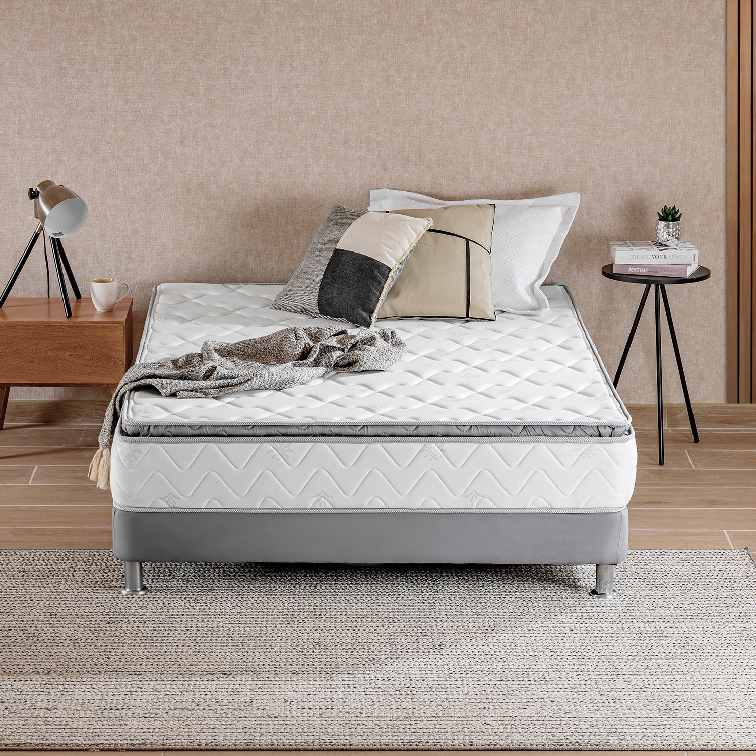 Combo Colchón 0.90 Valencia Pillow Top (Garantia 7 años) + Somier