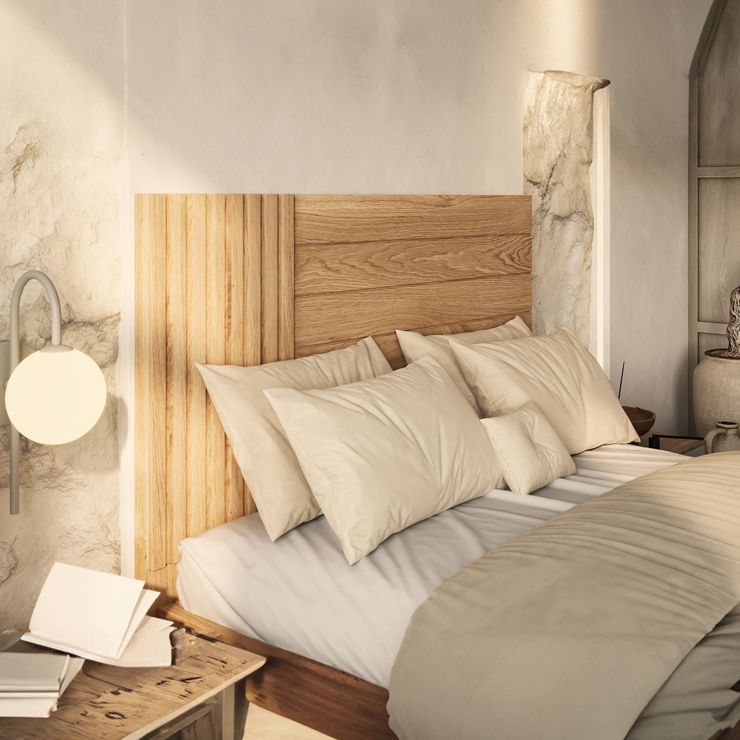Cama Doble Denzel Natural