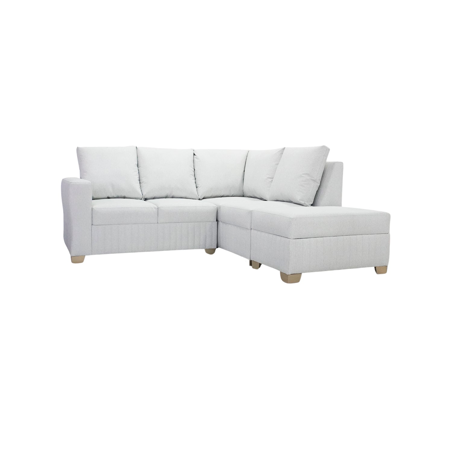 Combo Sala Rinconera Tampa Eurolino Plata, Champaña + Comedor 4 Puestos Walcot Gaira Plata