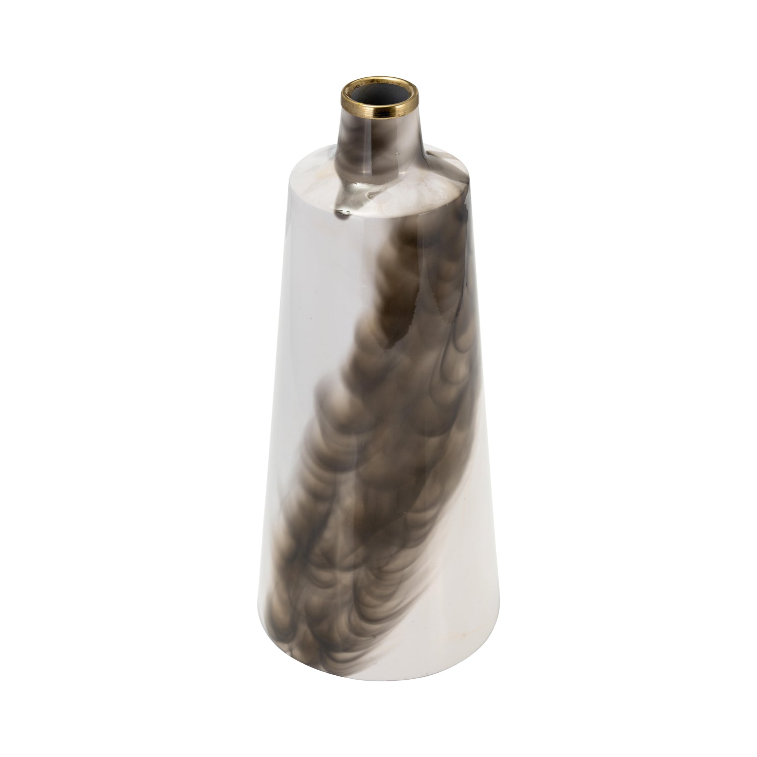 Jarron 38X18  Blanco Dorado