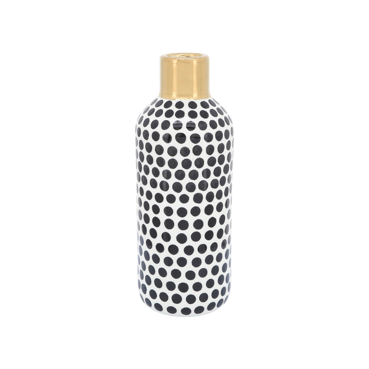Jarron 30X13  Dorado Negro Polka Dots