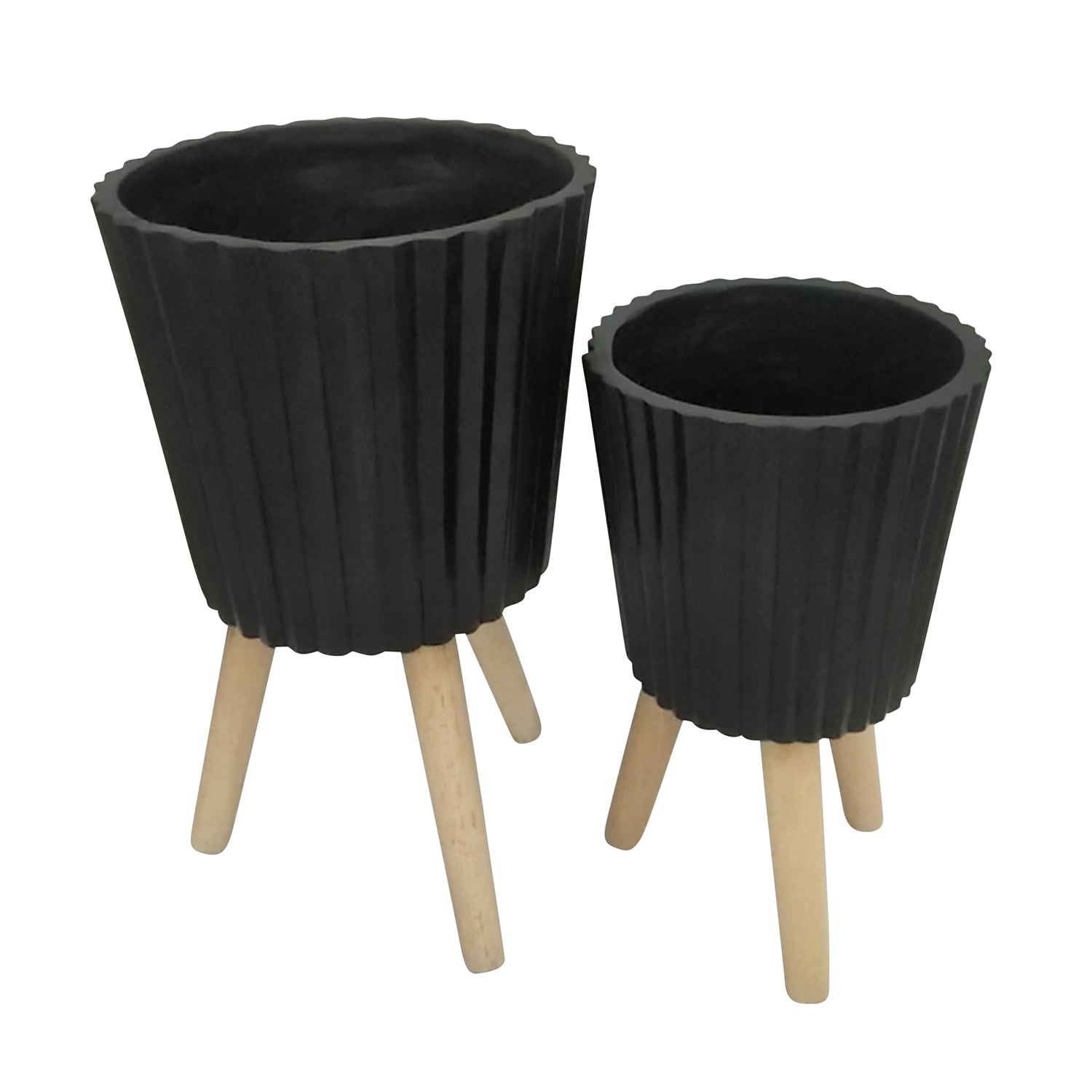 Maceta 53X30X30  Negro Natural Setx2