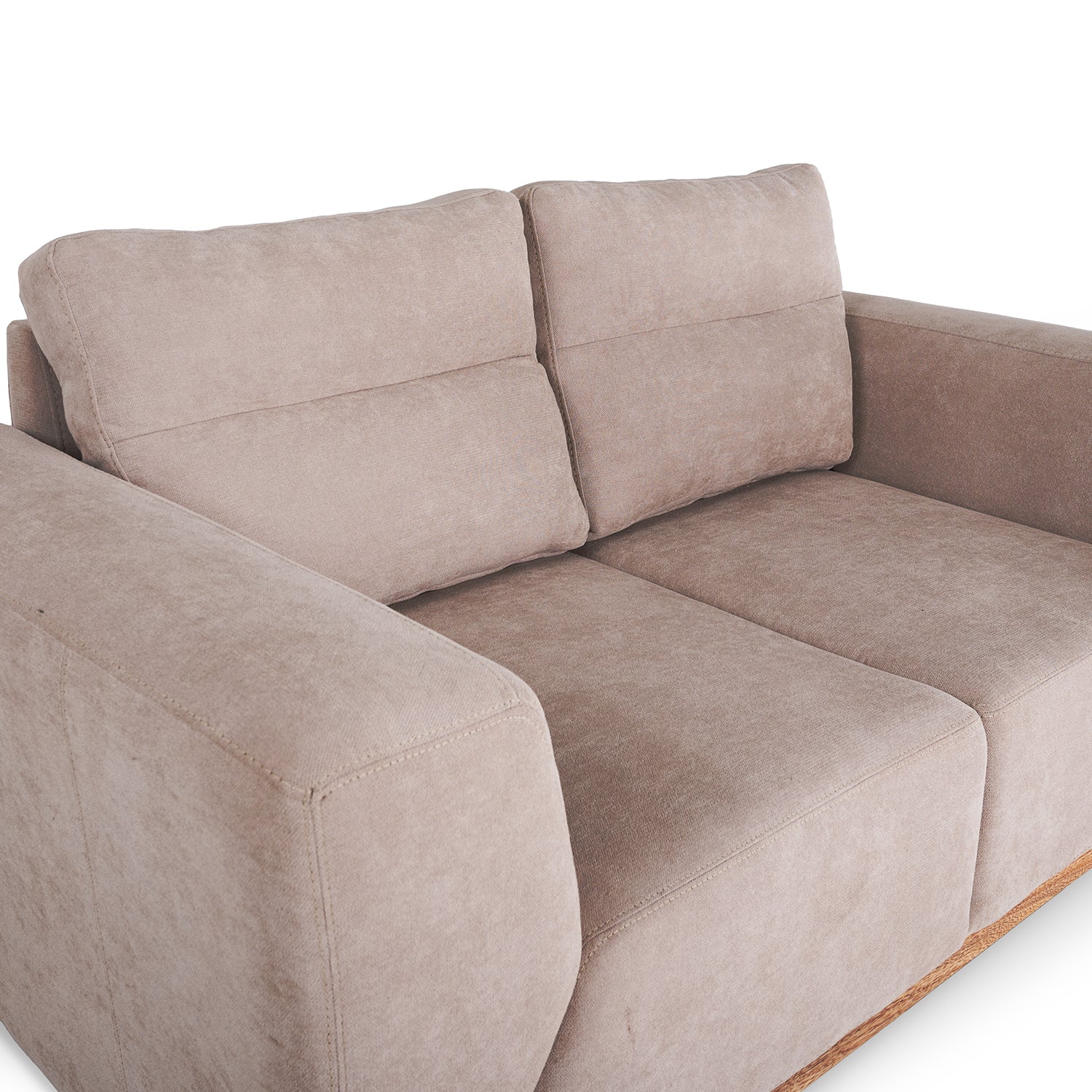 Sofa 3 Puestos Tebas Velvet Verdi Beige, Natural