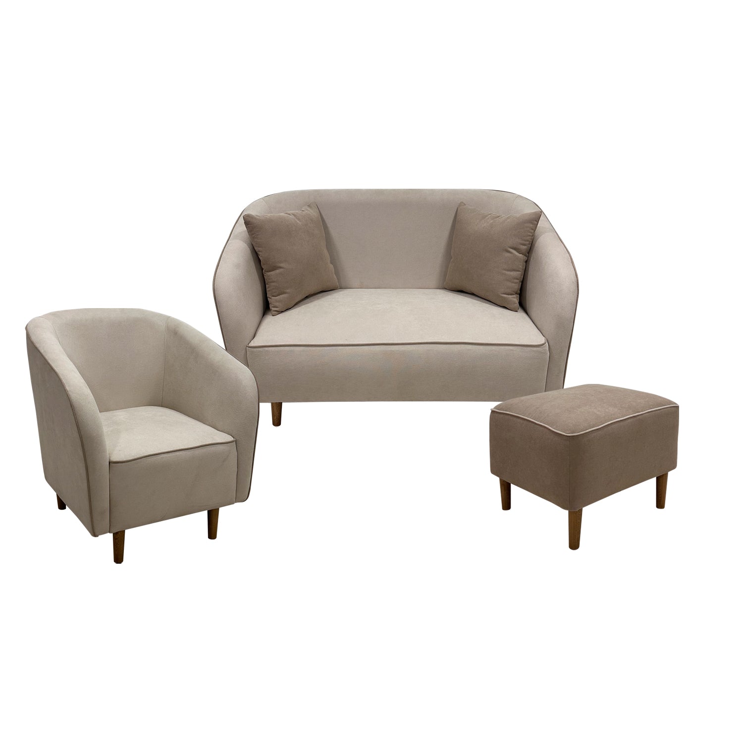 Juego de Sala Oporto Lino Kazan Beige, Camel y Natural