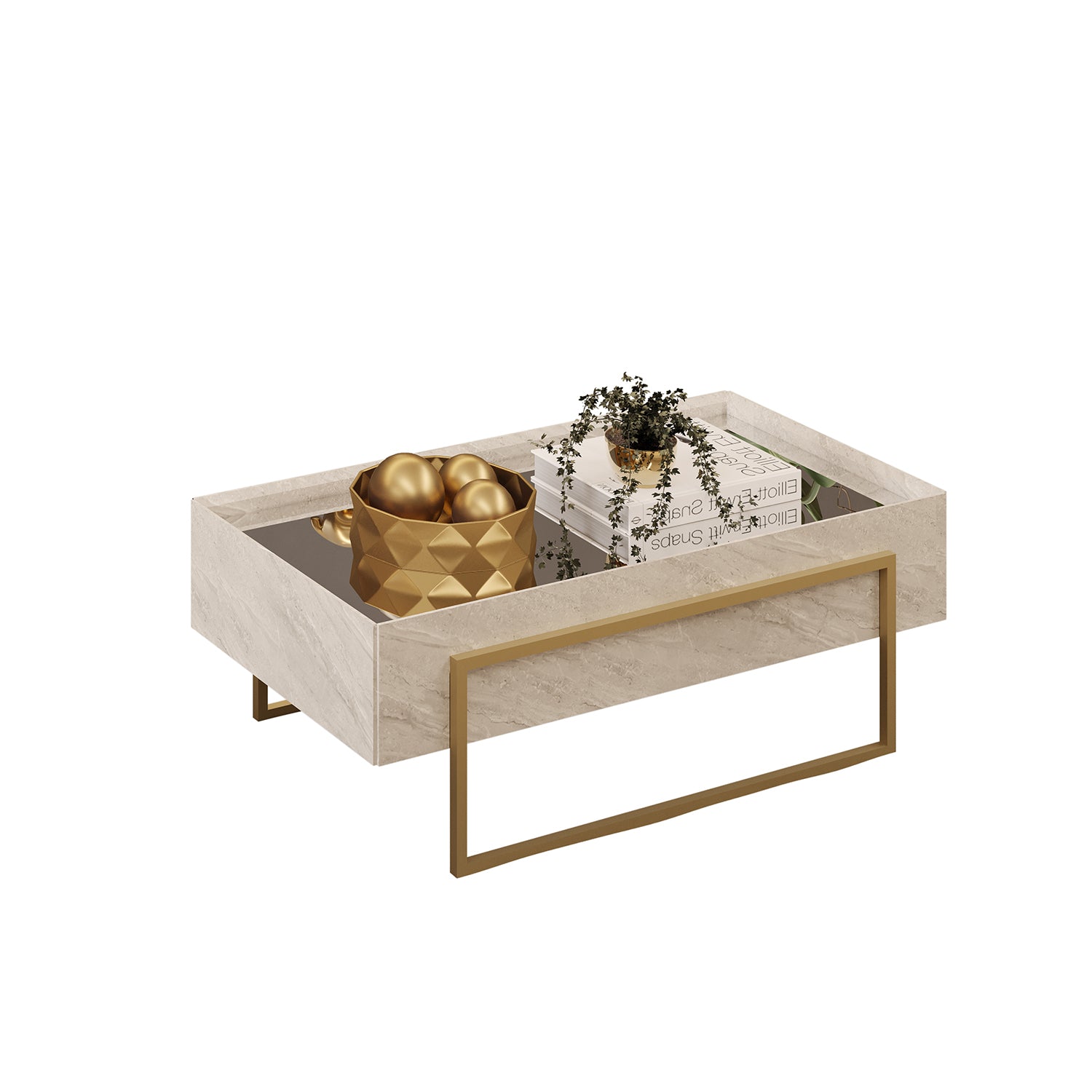 Mesa De Centro Loft Gris Marmolado