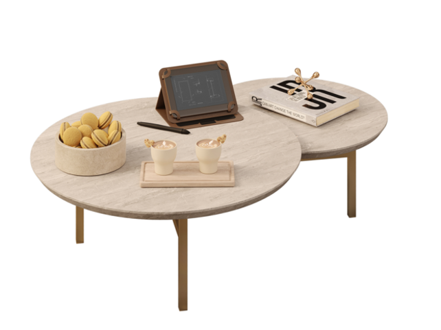 Mesa De Centro Charlot 103X78 Gris, Marmolado