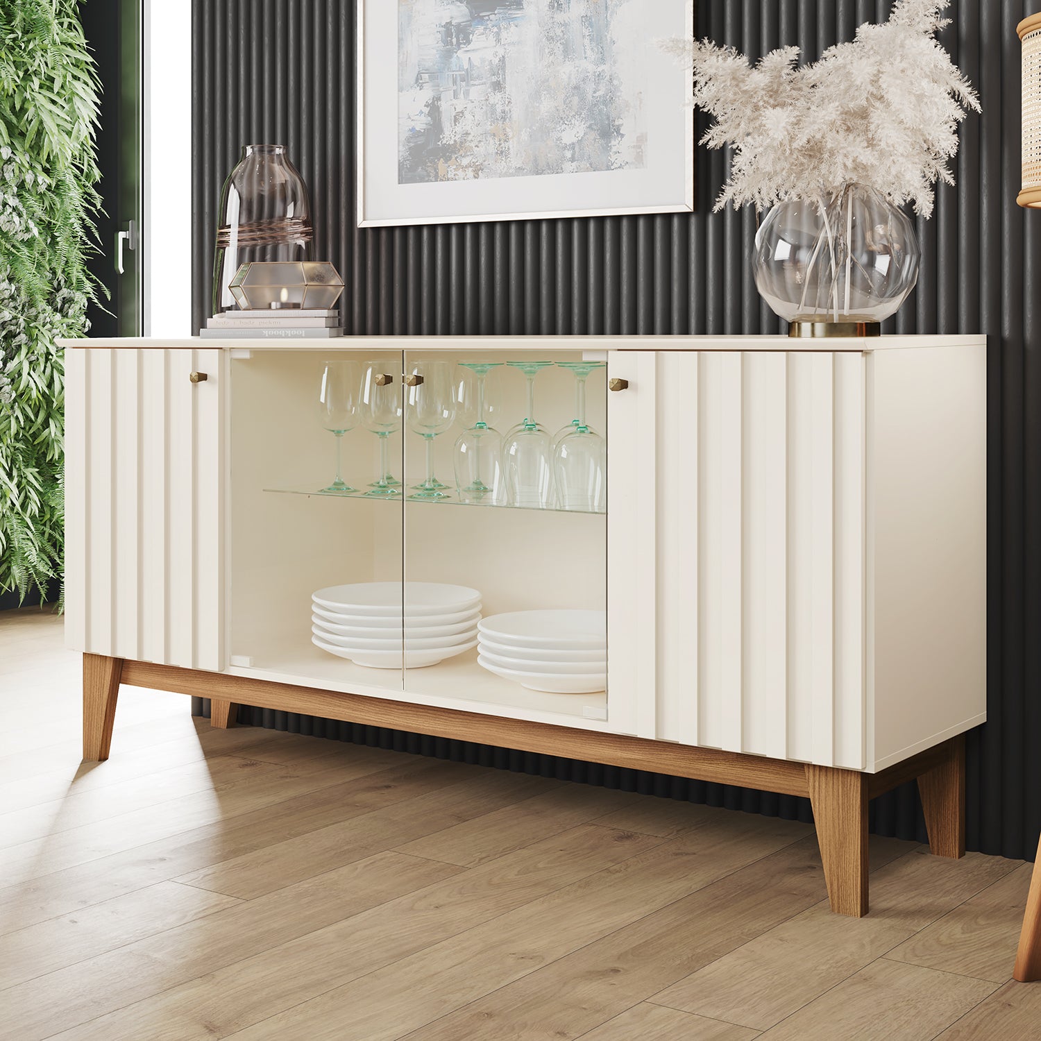 Bife Tulum 150X80X43 Offwhite, Natural