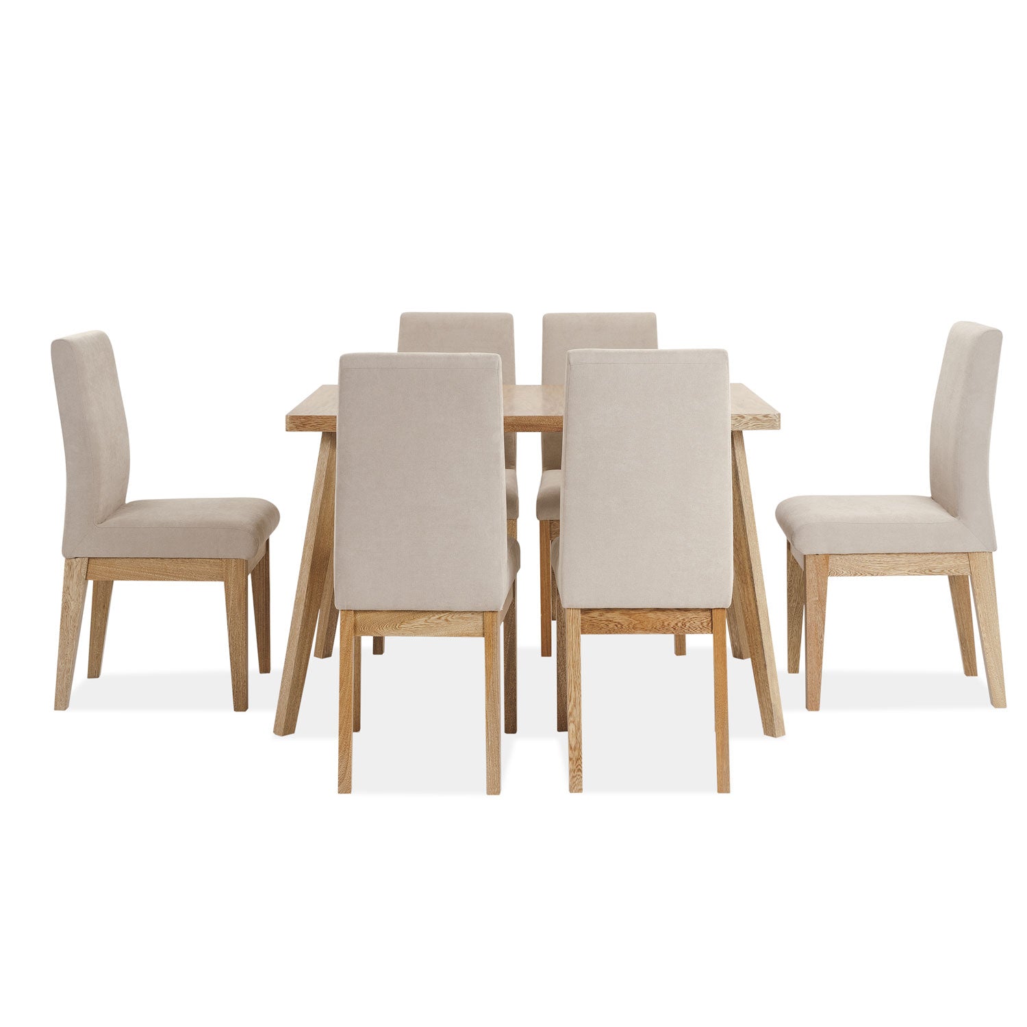 Comedor 6 Puestos Cannes Microfibra Camel, Natural