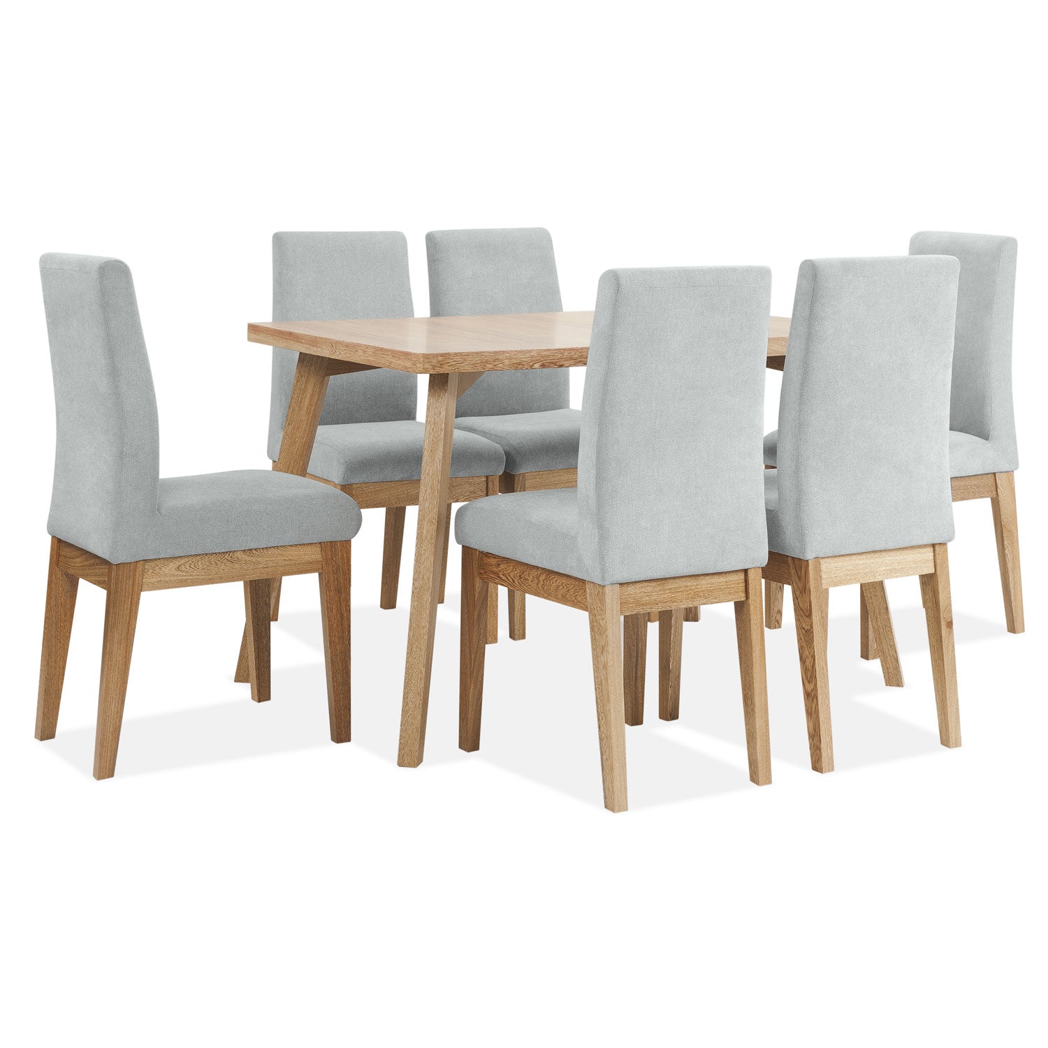 Comedor 6 Puestos Cannes Microfibra Nakano Gris Plata, Natural